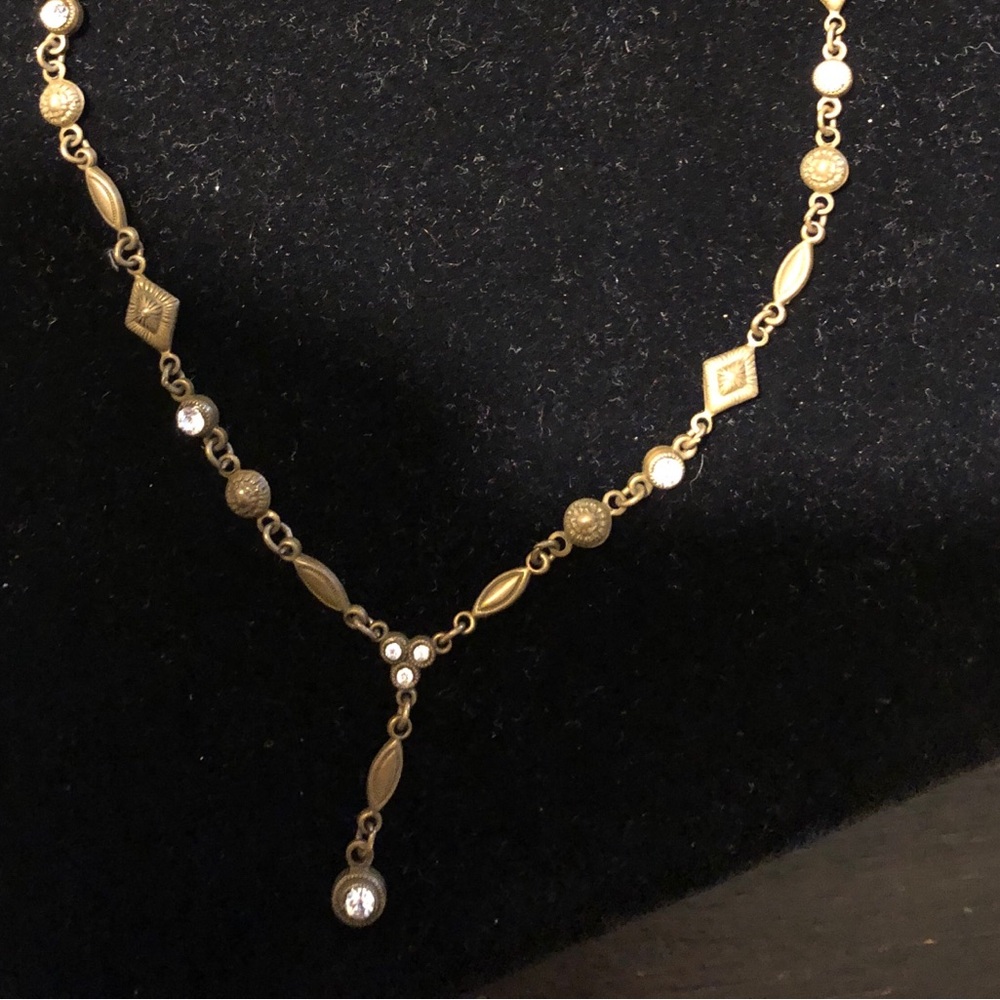 Vintage SORRELLI Antique Gold/Bronze-Tone and Crystal Necklace